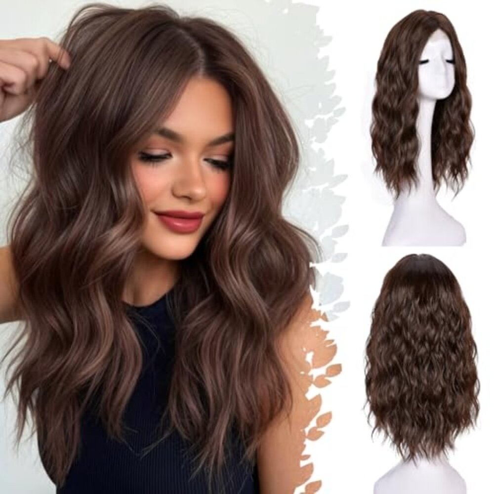 Brown Short Wavy Wigs for Women